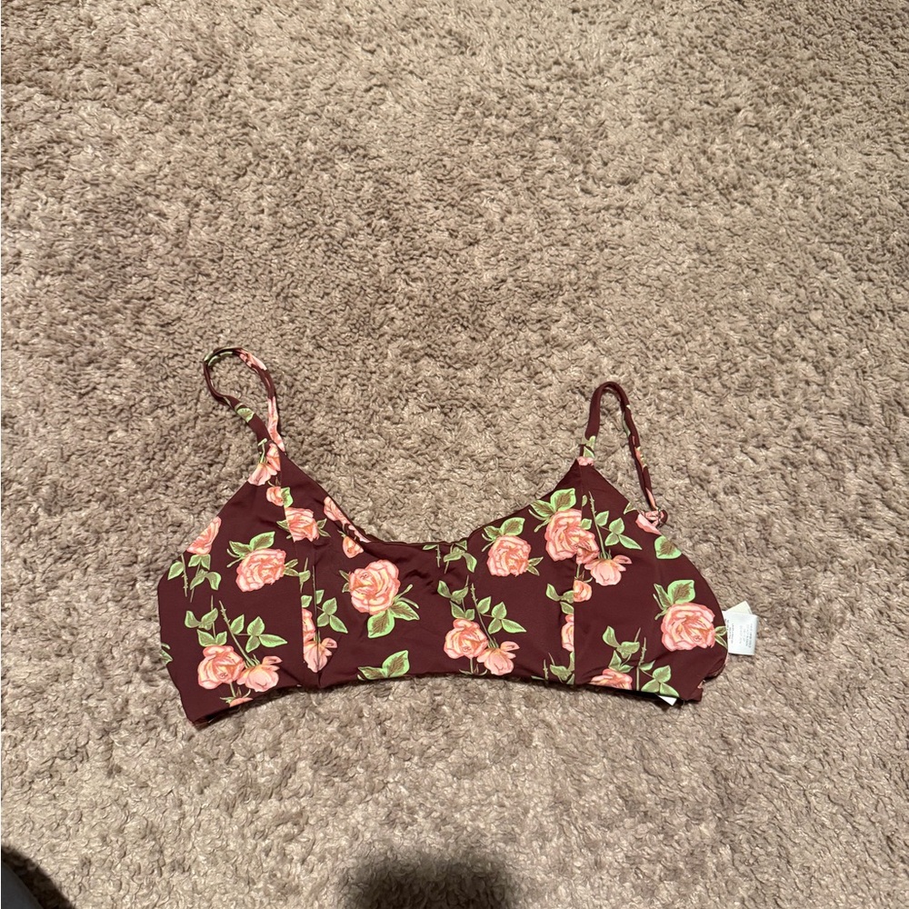 Dippin' Daisy's Floral Bikini Top - Brown and Pink